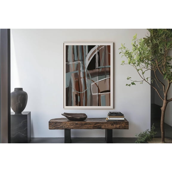 Grey Brown Abstract Print Neutral Scribble Art Earthy Wall Art Black Brown Modern Neutral Living Room Prints Wall Art Home Decor #892, Unframed Poster Size 8x12