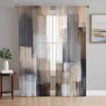 thumbnail image 1 of Grey Brown Abstract Sheer Curtains 72 Inch Length 2 Panels Set, Oil Painting Color Blocks Voile Window Treatment Rod Pocket Curtains Sheers Drapes for Bedroom/Living Room/Kitchen 52"x72"x2, 1 of 7
