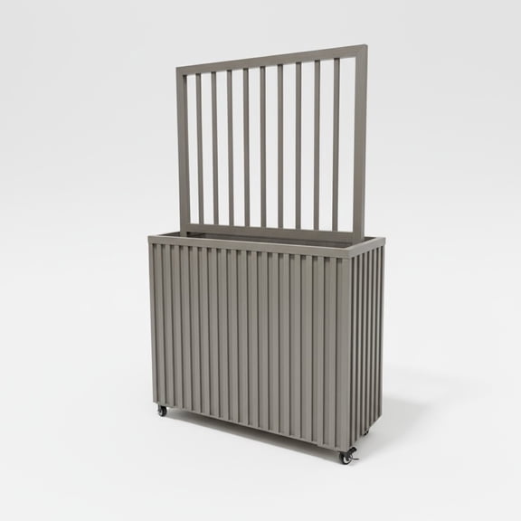 Grey Brown Aluminum Divider Planter, 12.9"30.9"50.3", Modern Wood-Tone Finish
