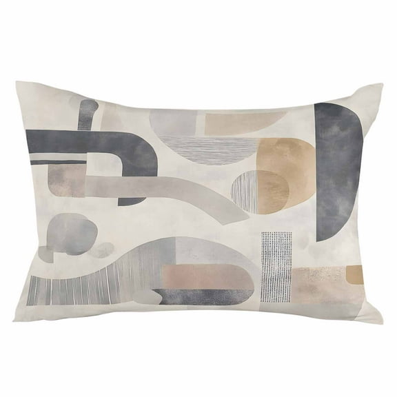 Grey Brown Boho Throw Pillow Cover 20 x 30 Inch Decorative Pillow Cover Abstract Vintage Modern Geometric Lumbar Pillowcase Seasonal Rectangle Cushion Case for Couch Sofa Bed Living Room