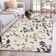 thumbnail image 1 of Grey Brown Botanical Area Rugs 4'x6', Washable Small Throw Rugs for Office Bathroom, Rustic Country Spring Floral Summer Leaf Indoor Outdoor Rug Non-Slip Low Pile Carpet Runner Reversible Floor Mats, 1 of 8