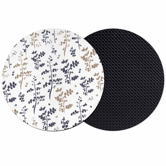Grey Brown Botanical Coasters Set of 2, Absorbent Coasters for Drinks, Watercolor Spring Floral Summer Leaf Coaster for Desk Coffee Table Protection, Home Decor House Warming Gifts 4"