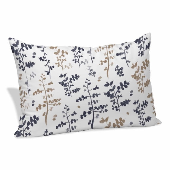 Grey Brown Botanical Pillow Covers, Linen Long Throw Pillow Case, Watercolor Spring Floral Summer Leaf Holiday Pillow Protector Decorative Cushion Cover for Living Room/Bedroom 16" x 24"
