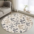 thumbnail image 1 of Grey Brown Botanical Round Area Rug 3Ft Washable Small Circle Rugs for Kitchen Entryway, Rustic Country Spring Floral Summer Leaf Non-Slip Carpet Floor Mats Indoor Outdoor Carpet Runner Home Decor, 1 of 8