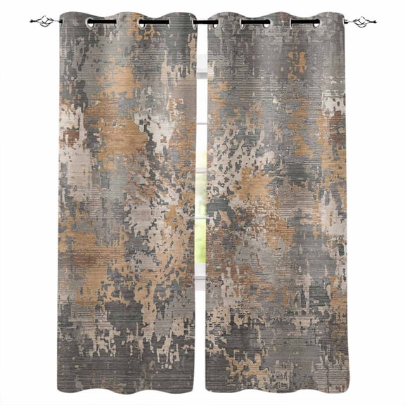 Grey Brown Copper Rust Kitchen Curtains Vintage Industrial Mottled Abstract Cafe Short Curtains for Bathroom Blackout Window Curtain Grommet Small Tier Drapes for Bedroom Living Room 27.5"x39"x2
