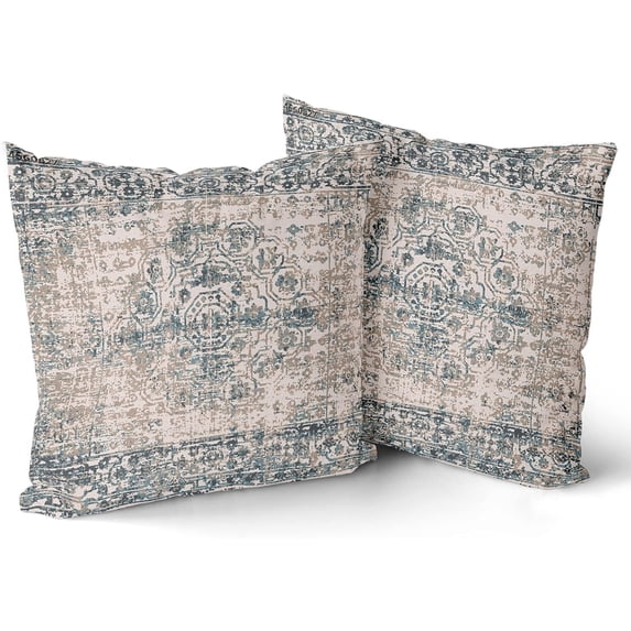 Grey Brown Ethnic Boho Pillow Covers 16X16 in Bohemian Carpet Vintage Gray Floral Decorative Couch Pillow Cases with Zipper Set of 2 Home Decor for Living Room Bedroom Bed Cushion Outdoor