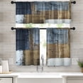 thumbnail image 1 of Grey and Brown Kitchen Window Curtains Valance and Tier Set 36 Inch, Abstract Art Painting Rod Pocket Short Tier Curtain for Bathroom, Modern Small Cafe Drapes for Kitchen Decor, 1 of 6