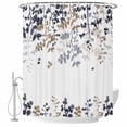 thumbnail image 1 of Grey Brown Leaves Shower Curtain, Waterproof Shower Curtains for Bathroom, Summer Botanical Washable Fabric Bathtub Curtain Set Bath Decor with 12 Hooks Stall 36"x72", 1 of 8