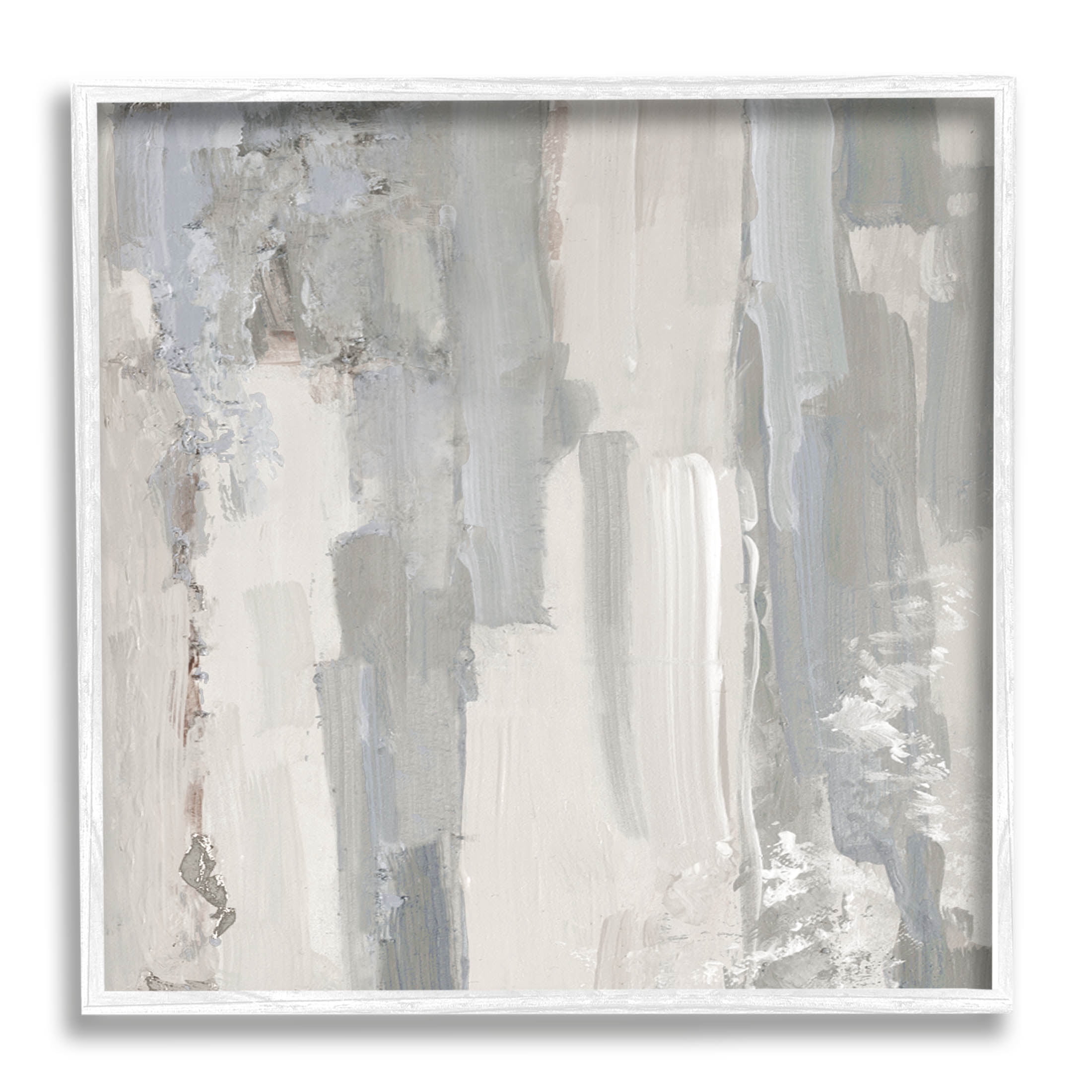 Grey Brushed Abstract Arrangement Abstract Painting White Framed Art Print Wall Art