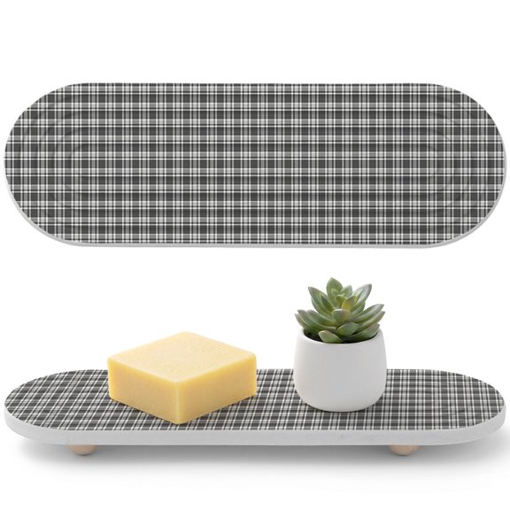 Grey Buffalo Diatomaceous Earth Coasters, Plaid Water Absorbent Diatomite Coaster, Bathroom Tray Stone Dish Drying Mat Kitchen Sink Tray 12x4in