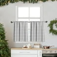 thumbnail image 1 of Grey Buffalo Plaid Cafe Curtain Farmhouse Tiers Kitchen Curtains 24 Inches Long, Gingham Check Rod Pocket Half Window Short Drapes for Kitchens Bathroom, 28" x 24", Silver/Gray, Set of 2, 1 of 7