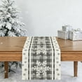 thumbnail image 1 of Grey Buffalo Plaid Snowflakes Christmas Table Runner, Seasonal Winter Kitchen Dining Table Decoration for Home Party Decor, 1 of 5