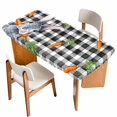 thumbnail image 1 of Grey Bunny Easter Table Cloths for 4 Foot Rectangle Tables, Rabbits Spring Botanical Black White Plaid Patio Waterproof Elastic Fitted Tablecloths, Washable Rectangular Table Cover for Camping, 1 of 8