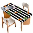 thumbnail image 1 of Grey Bunny Easter Table Cloths for 5 Foot Rectangle Tables, Rabbits Spring Botanical Black White Stripe Patio Waterproof Elastic Fitted Tablecloths, Washable Rectangular Table Cover for Camping, 1 of 8