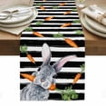 thumbnail image 1 of Grey Bunny Easter Table Runner - 60 Inch Long, Kitchen Dining Table Runner Dresser Scarves, Rabbits Spring Botanical Black White Stripe Farmhouse Decor for Coffee Tables Wedding Party Banquet, 1 of 8