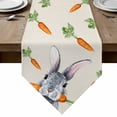 thumbnail image 1 of Grey Bunny Easter Table Runner Linen Burlap Table Runner 108 Inches Long Rabbits Spring Botanical Carrots Dresser Scarves for Kitchen Island Coffee Dining Party Wedding Banquet Holiday Decor 13"x108", 1 of 8