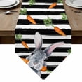 thumbnail image 1 of Grey Bunny Easter Table Runner Linen Burlap Table Runner 72 Inches Long Rabbits Spring Botanical Black White Stripe Dresser Scarves for Kitchen Island Coffee Dining Party Holiday Decor 18"x72", 1 of 8