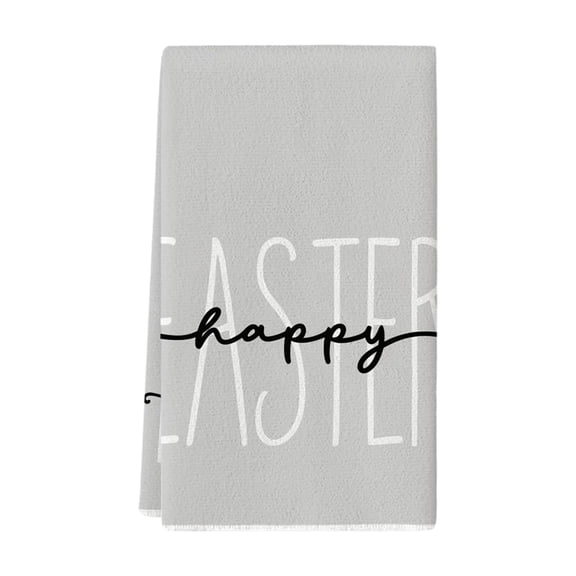 Grey Bunny Rabbit Eucalyptus Easter Kitchen Towels Dish Towels, 16x24 inch Seasonal Spring Decoration Hand Towels, Easter Polyester Cotton Platter Towel Kitchen Rag Easter Towel, 1 Pack