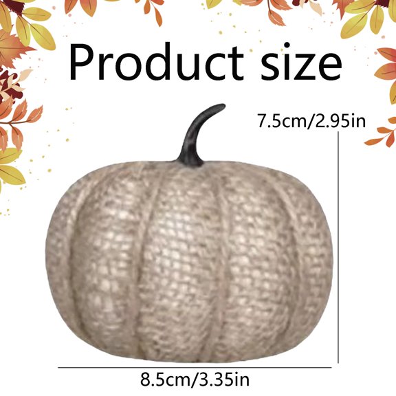 Grey Burlap Artificial Pumpkin 8.5cm for Rustic Fall Thanksgiving Halloween Table Decor