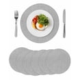 thumbnail image 1 of Grey Burlap Texture Round 15 Inch Placemats Set of 6, Farmhouse Vintage Gray HeatResistant Non Slip Place Mats for Dining Table, Wipeable Braided Kitchen Table Mats for Housewarming, 1 of 9