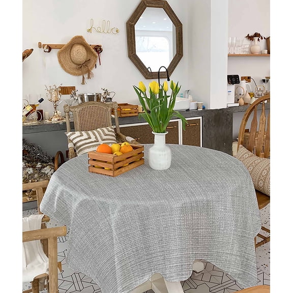 Grey Burlap Texture Tablecloth Square Table Cloth 54x54, Waterproof Tablecloth Outdoor Table Cloth, Farmhouse Vintage Gray Washable Table Cover for Kitchen Dining Party