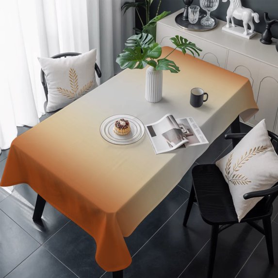 Grey Burnt Orange Ombre Table Cloth Waterproof Tablecloths, Modern Abstract Art Gradient Tablecloth Dining Table Cover for Kitchen Party Tabletop Outdoor, Rectangle Tablecloth 54x108 Inch