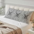 thumbnail image 1 of Grey Butterfly Body Pillow Cover, Pillowcase Protectors with Zipper, Breathable Decorative Throw Pillow Case Cover, Vintage Boho Spring Floral Botancial Pillow Shams for Couch Sofa 20x60Inch, 1 of 8