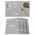 thumbnail image 1 of Grey Butterfly Botanical Placemats Set of 2 Summer Plants Line Art Place Mats Indoor Wipeable Table Mats Washable Cloth Dining Table Placemats for Kitchen Holiday Party Home Decor 13x19 Inch, 1 of 9