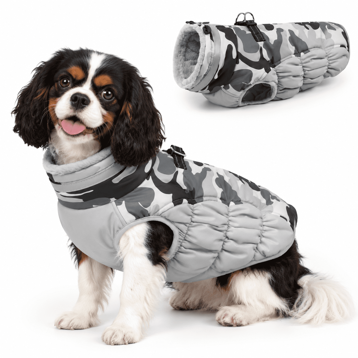 Grey Camo S(chest:17in) Water Resistant Reflective Dog Cold Weather ...