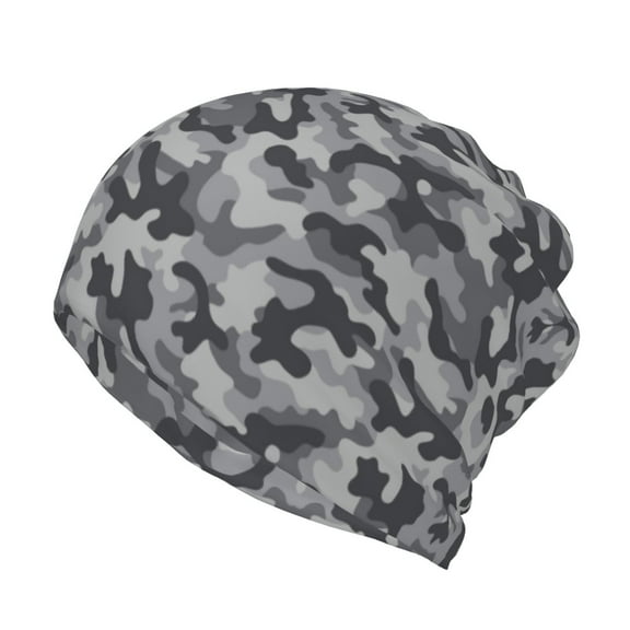 Grey Camouflage Print Beanie Skull Cap Lightweight Hip Hop Dwarf Hat Beanie Hat For Women Men