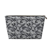 Grey Camouflage Print Purse Organizer Handbags Totes Leather Zipper Printing Bag For Women Travel Toiletry Bag