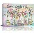 thumbnail image 1 of Grey Canis Colorful Flower "Every Day is a Gift" 12"x16" Framed Canvas Art Print, 1 of 6