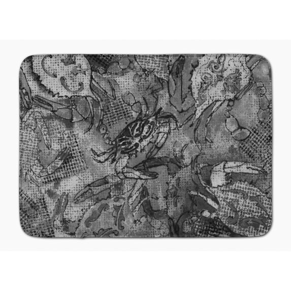 Grey Canvas Abstract Crabs Machine Washable Memory Foam Mat
