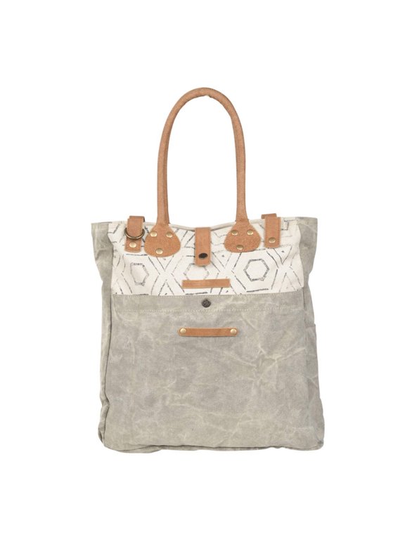 Grey Canvas Top Pattern Bag