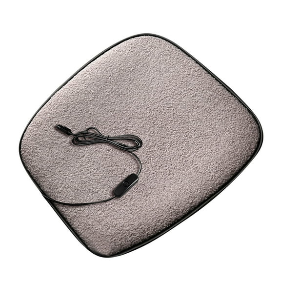 Grey Car Heating Cushion Grey Color Down Pad 12V Usb Heated Mat For Vehicle Seat 18.1 X 17.7 Inches