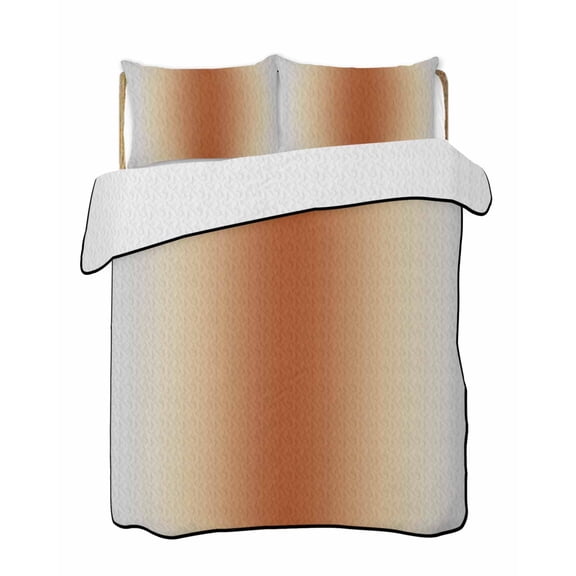 Grey Caramel Orange Gradient Quilts Bedding Set Full Size Minimalist Ombre Modern Art Lightweight Quilted Bedspread 3 Piece Bed Quilt with 2 Pillow Shams All Season for Bedroom 68" x 98"