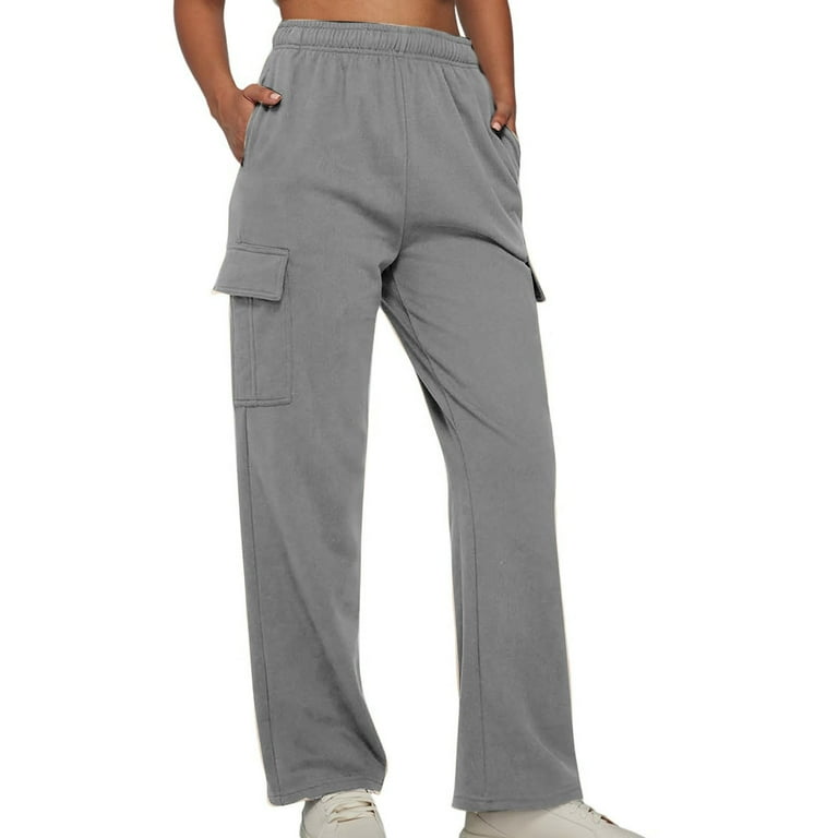 Grey Cargo Pants Womens Fashion Solid Color Loose Straight Leg With Pockets  Casual Pants Yoga Pants Fall Outfits Yoga Pants With Pockets for Women 