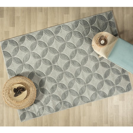 Better Homes & Gardens Grey Carved Petals Indoor Area Rug, High-Low Pile, 30 in x 46 in
