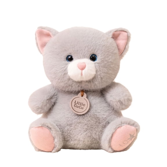 Grey Cat Plush Toy Soft Kitten Stuffed Animal Cute Home Decor Gift