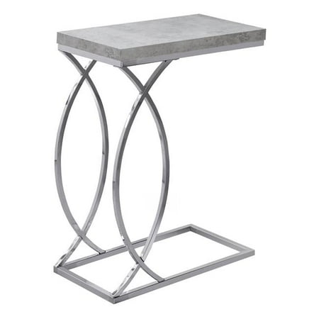 Grey Cement & Chrome Metal Accent Table
