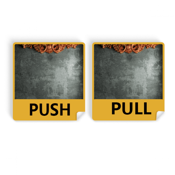 Grey Cement Mahogany Ornament Pattern Push Pull Door Sign Vinyl Stickers Shop