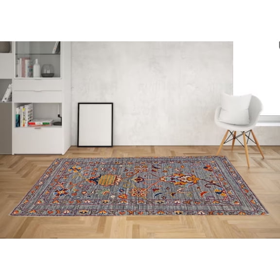 Grey & Charcoal Premium Handwoven Pure Wool Sultanabad Rug, 2ft 8in x 4ft 1in