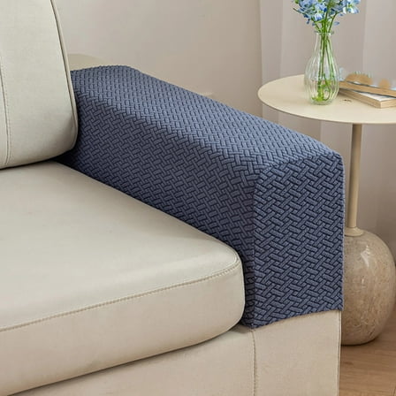 Grey Checkered Elastic Sofa Armrest Cover,Thickened,Anti-Dirty,Simple Design