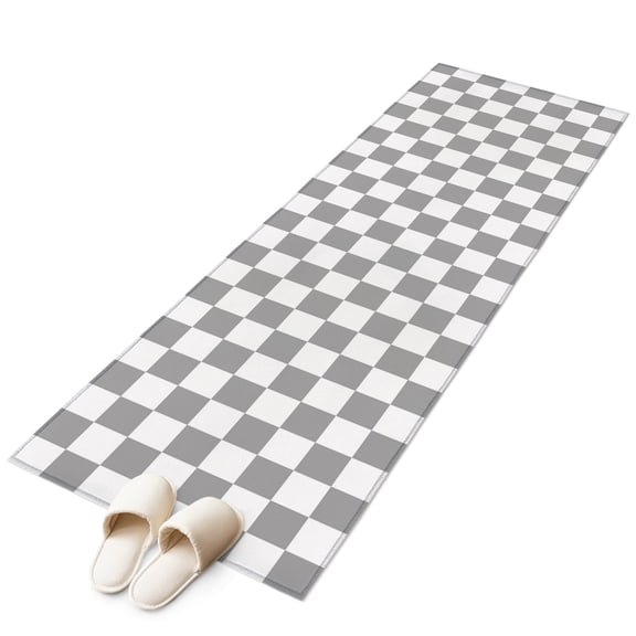Grey Checkered Kitchen Runner Rug 2x6 Washable Runners for Hallway Non Slip Geometric Gray Buffalo Plaid Large Area Rug Indoor Floor Carpet for Bathroom Laundry Entryway Bedroom Living Room