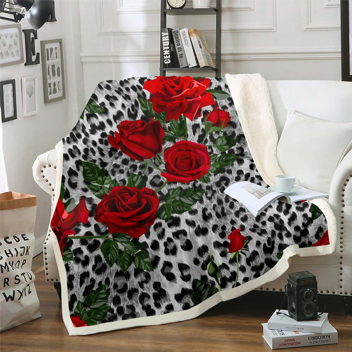 Rose print blanket sale
