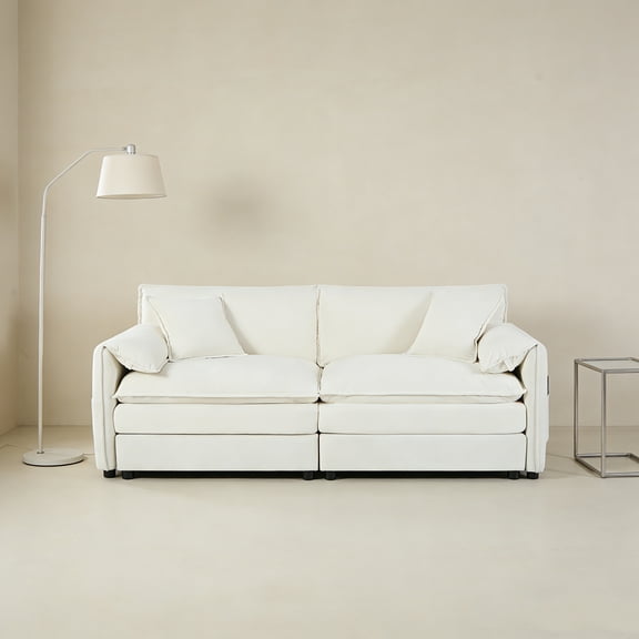 Grey Chenille Loveseat Sofa, Oversized 2-Seater Cloud Couch with Deep Seats, Modular Sections for Living Room Bedroom Apartment Office