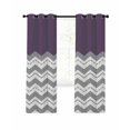 thumbnail image 1 of Grey Chevron Blackout Curtains, Light Blocking Print Window Curtains, Geometric Purple Print Wavy Striped White Thermal Insulated Window Drapes for Living Room Kitchen Cafe 2 Panels, 104"W x 63"L, 1 of 9