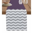 thumbnail image 1 of Grey Chevron Burlap Cotton Table Runner 13x90 Inches Long, Geometric Purple Print Wavy Striped White Farmhouse Table Runners, Outdoor Dining Tablecloths Decor for Baby Shower/Party/Wedding, 1 of 6