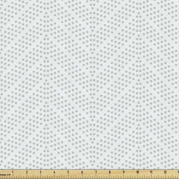Ambesonne Grey Chevron Fabric by the Yard Upholstery, Soft Dotted Zigzags, 3 Yards, White Pale Grey