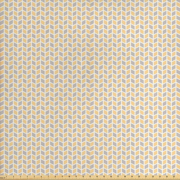 Grey Chevron Fabric by the Yard Upholstery, Soft Toned Chevron Inspired DesignTracing a Path Between 2 Colors, Decorative Fabric for DIY and Home Accents, 5 Yards, Pale Grey Pale Orange by Ambesonne
